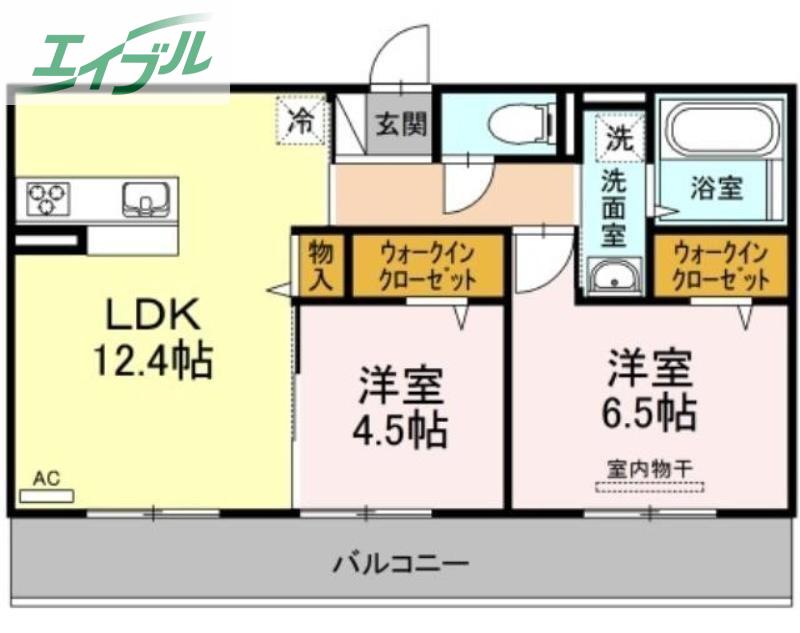 ディア・ベルジュI(2LDK/3階)の間取り写真