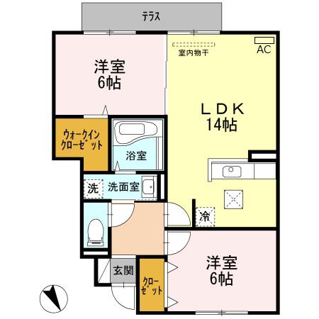 シャルマンハイム(2LDK/1階)の間取り写真