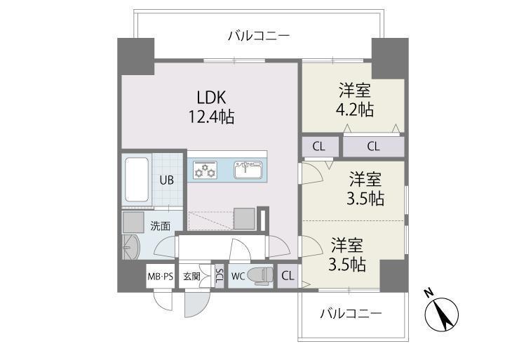 MODERN PALAZZO博多駅東(3LDK/11階)の間取り写真