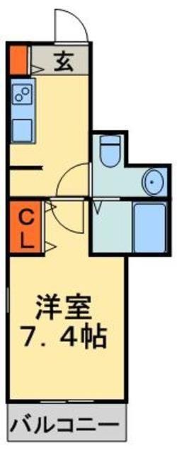 クリスタル(1K/1階)の間取り写真
