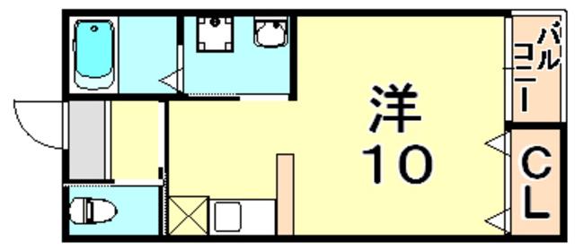 グランシャリオ山本通Ⅱ(ワンルーム/1階)の間取り写真