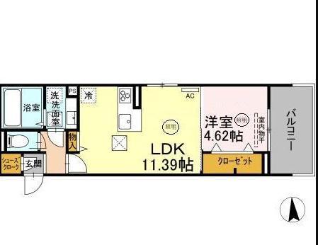 ガーデンリーフ花ヶ島(1LDK/2階)の間取り写真