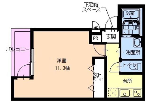 フジパレス下新庄II番館(1K/3階)の間取り写真