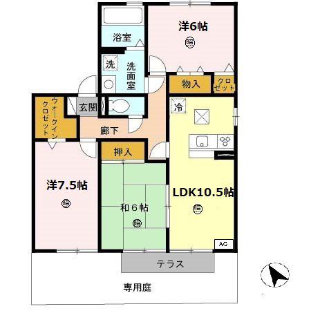 サンステージ海浜 ウエスト(3LDK/1階)の間取り写真