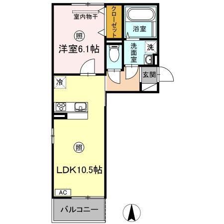 アスターエイト A棟(1LDK/2階)の間取り写真