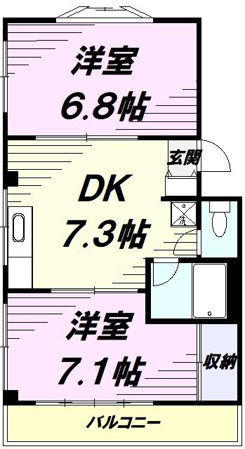 フランソワール(2DK/3階)の間取り写真