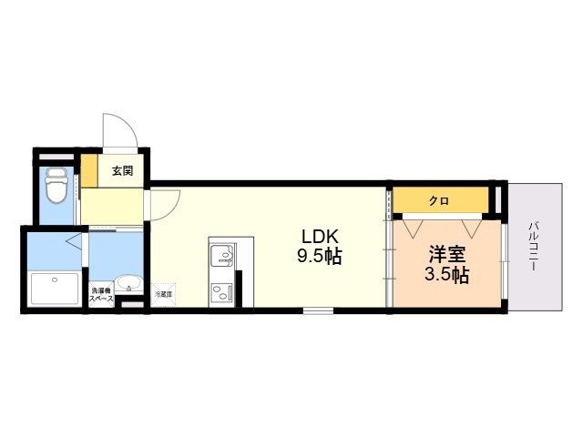 ROBOT HOME 西新(1LDK/3階)の間取り写真