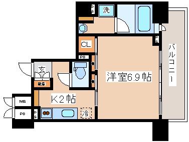 レジディア神戸元町(1K/14階)の間取り写真