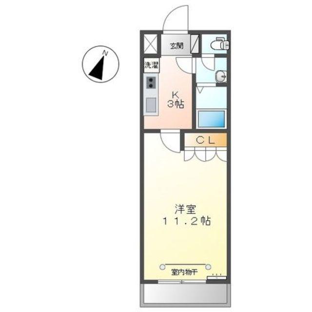 プランドール(1K/2階)の間取り写真