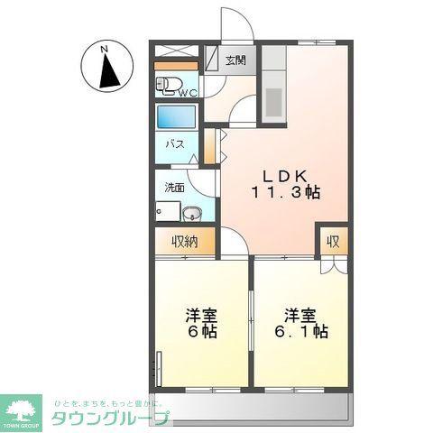 エスポアールK(2LDK/1階)の間取り写真