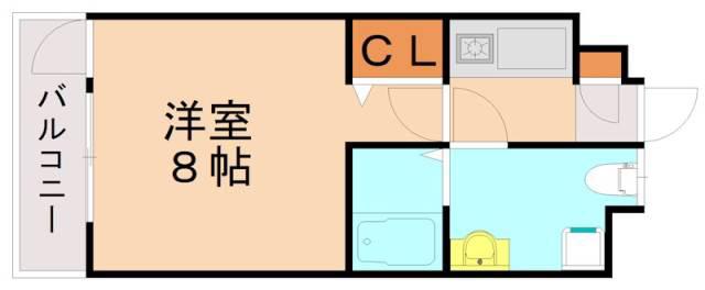 大産スカイマンション平尾(1K/4階)の間取り写真