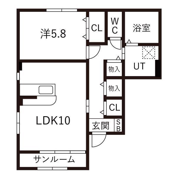 オリエンスA(1LDK/1階)の間取り写真