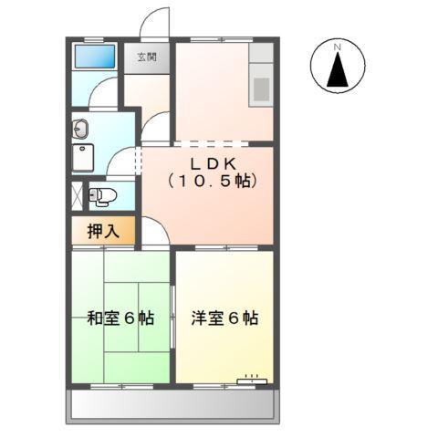 アーバンコーポ(2LDK/2階)の間取り写真