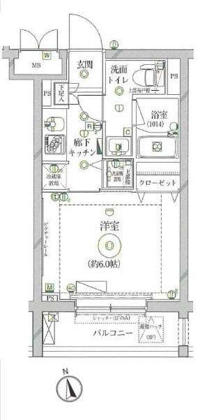 クレイシア南大井(1K/4階)の間取り写真