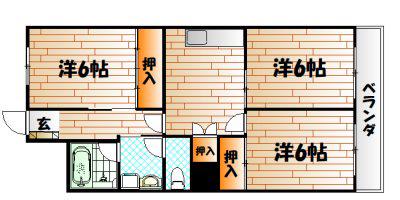 ギャランドラ片野(3DK/5階)の間取り写真