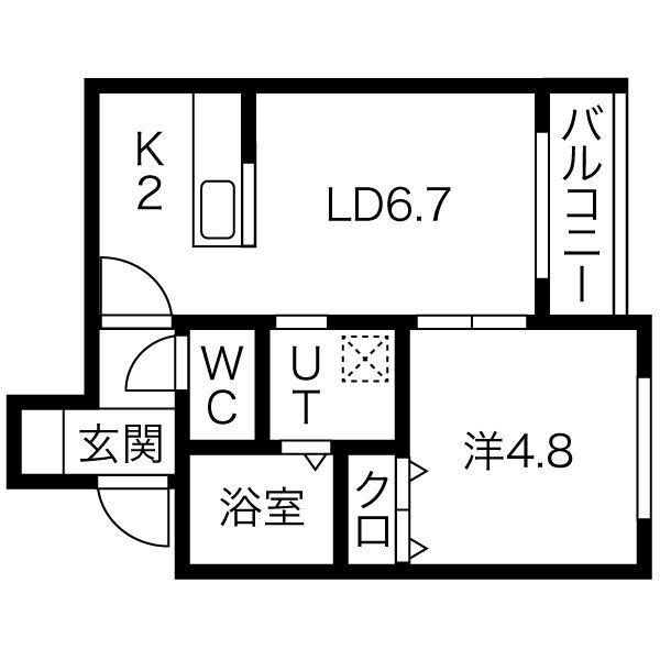 オルフィーク(1LDK/4階)の間取り写真