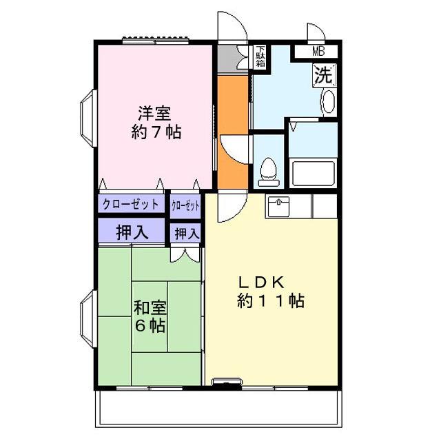 ウエストヒルふじみ野(2LDK/4階)の間取り写真