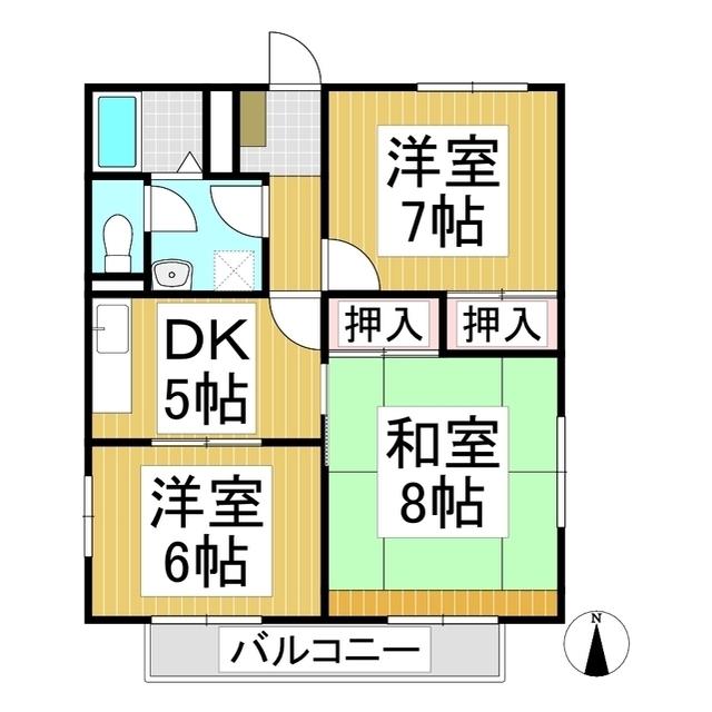 セフィーラ栗田(3DK/2階)の間取り写真