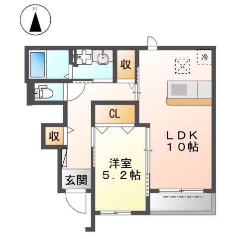 クラーヴォ(1LDK/1階)の間取り写真