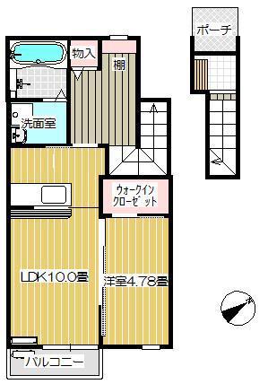 ラ・ルーチェ(1LDK/2階)の間取り写真
