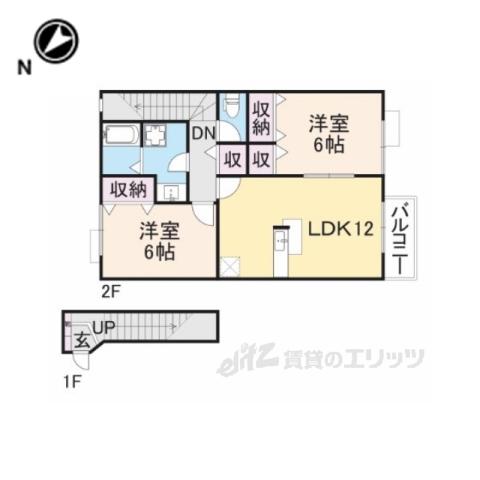 アビタシオンⅡ(2LDK/2階)の間取り写真