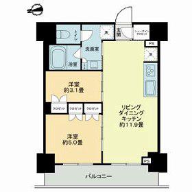 ザ・ライオンズフォーシア鶴見(2LDK/10階)の間取り写真
