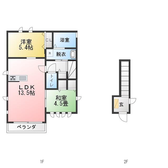 コラィユ・ドゥ・T ウエスト(2LDK/2階)の間取り写真