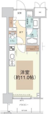 エスリード長堀タワー(1K/2階)の間取り写真