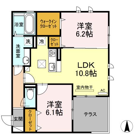ティーズテラス大倉山(2LDK/3階)の間取り写真