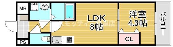 JINO花園町(1LDK/5階)の間取り写真