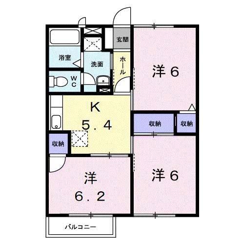 メゾンラフィネA(3K/2階)の間取り写真