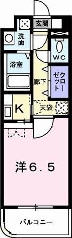 ウィザード空港通(1K/4階)の間取り写真