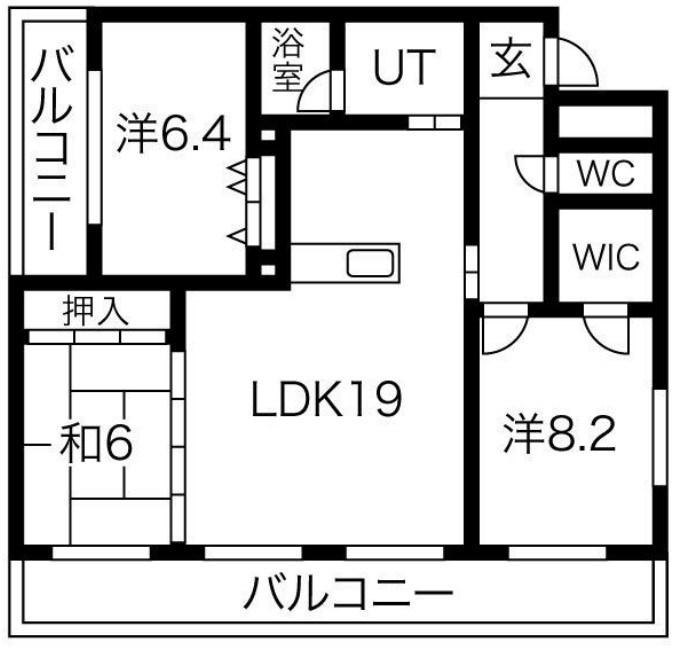 ハッピーコート飾磨(3LDK/2階)の間取り写真