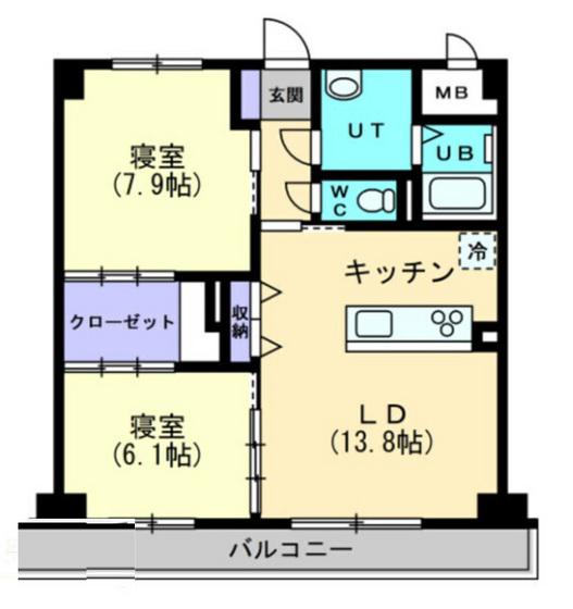 ハアラン一ノ宮(2LDK/5階)の間取り写真