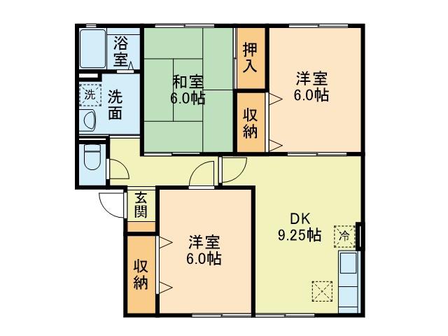 サンガーデン下硯川A(3LDK/1階)の間取り写真