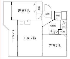 神谷マンション(2LDK/2階)の間取り写真