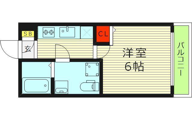 VALENTI中道(1K/3階)の間取り写真