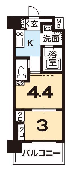 アクアプレイス京都西院II(2K/4階)の間取り写真