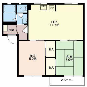 フレグランス50A(2LDK/2階)の間取り写真