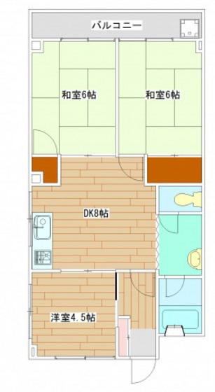福本マンション(3DK/2階)の間取り写真