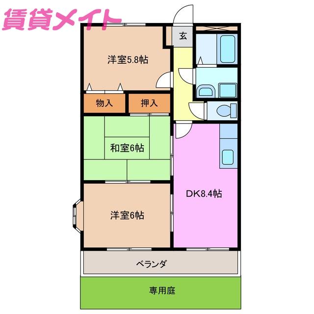 サンメゾンスギ(3DK/1階)の間取り写真