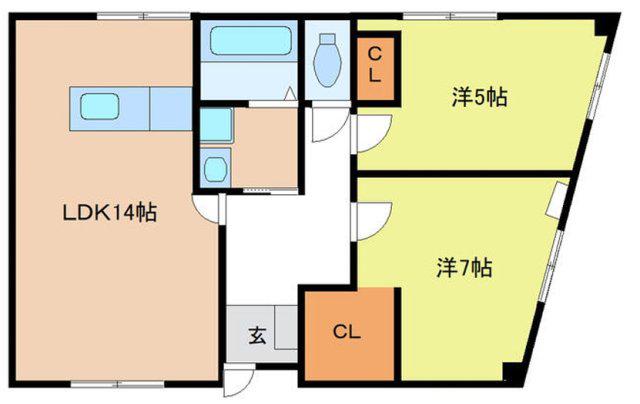 FELICE城北新町(2LDK/2階)の間取り写真