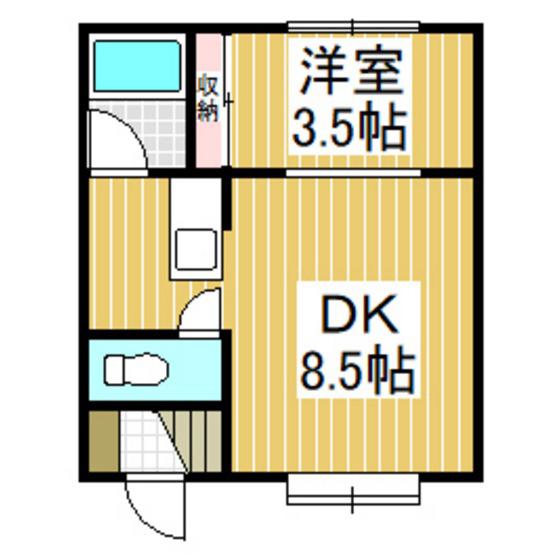 プロム93(1DK/2階)の間取り写真