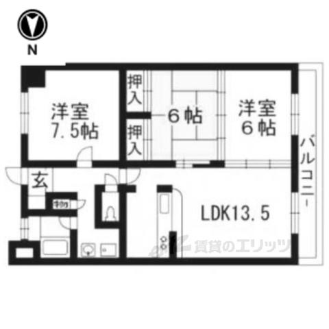 第34長栄ヴィラ大成さが(3LDK/4階)の間取り写真