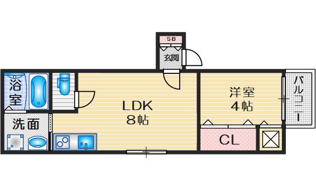 アーバンヴィラ豊中(1LDK/3階)の間取り写真