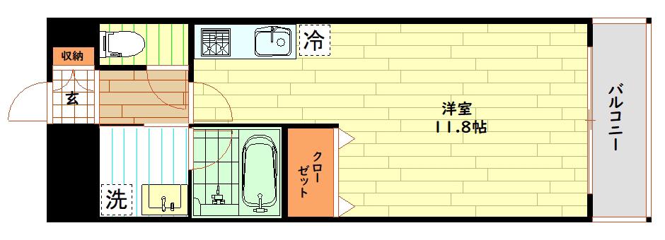 エスティメゾン南堀江(ワンルーム/11階)の間取り写真