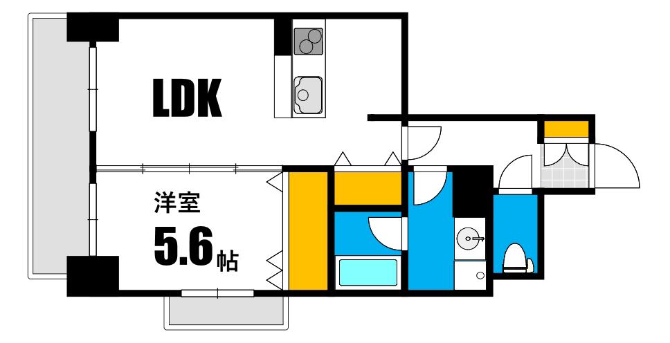 ロータス二葉の里(1LDK/4階)の間取り写真