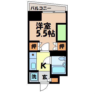 城門ビル(1K/3階)の間取り写真