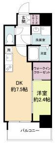 セレニテ谷町四丁目アリエ(1DK/2階)の間取り写真