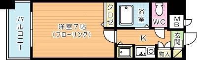 ダイナコート小倉下到津II(1K/5階)の間取り写真